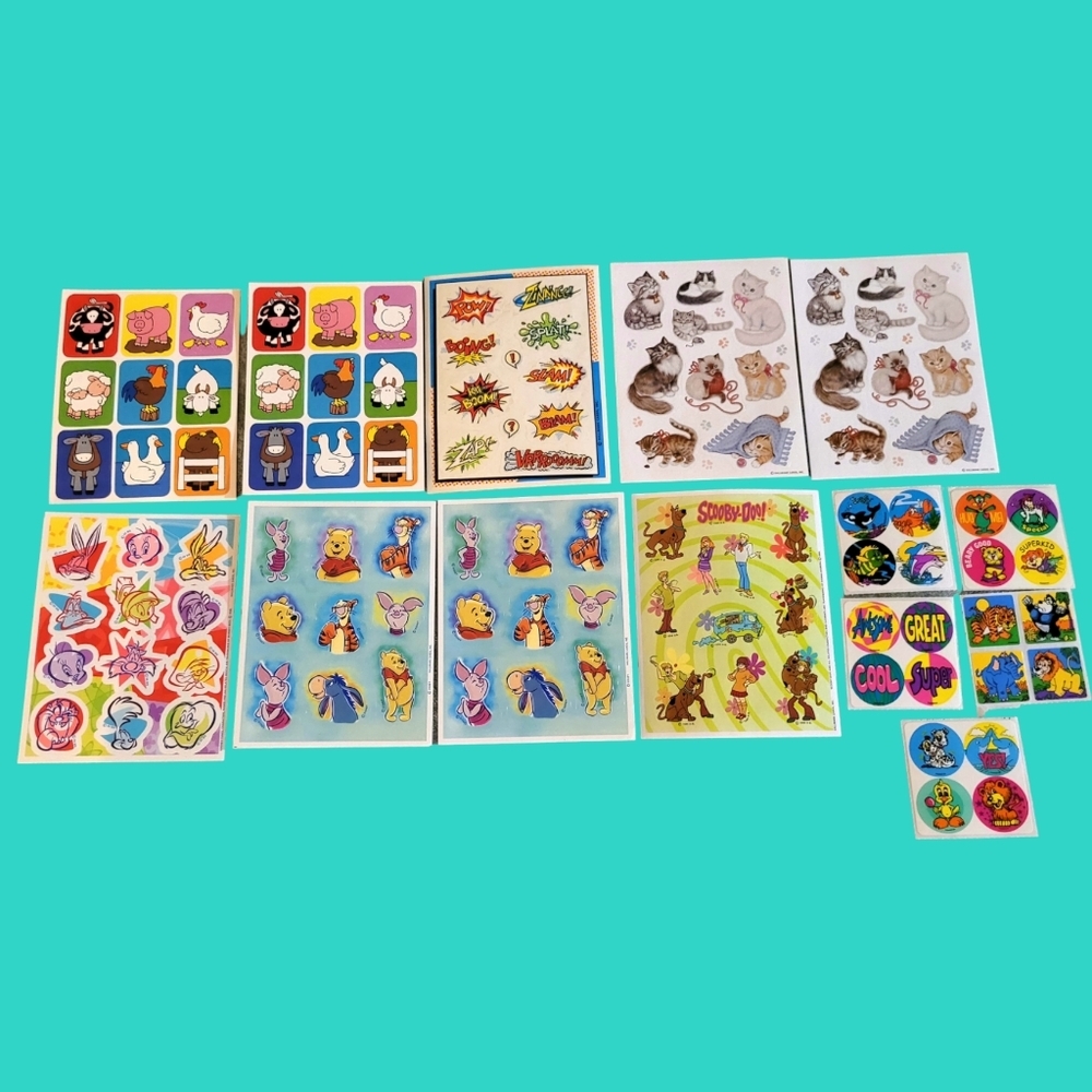 VINTAGE STICKER LOT 1990'S~ HALLMARK DISNEY ~ HANNAH BARBARA ~ WARNER BROTHERS ~